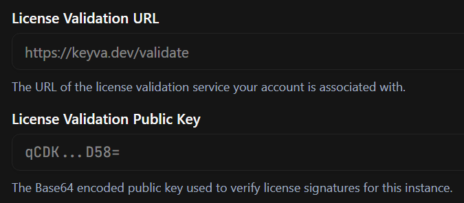 Keyva Settings - Validation URL and Public Key